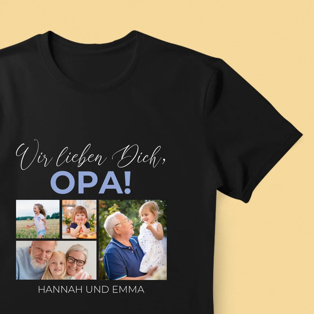 Fotocollage: Wir Lieben Dich, Opa! - T-Shirt Für Herren