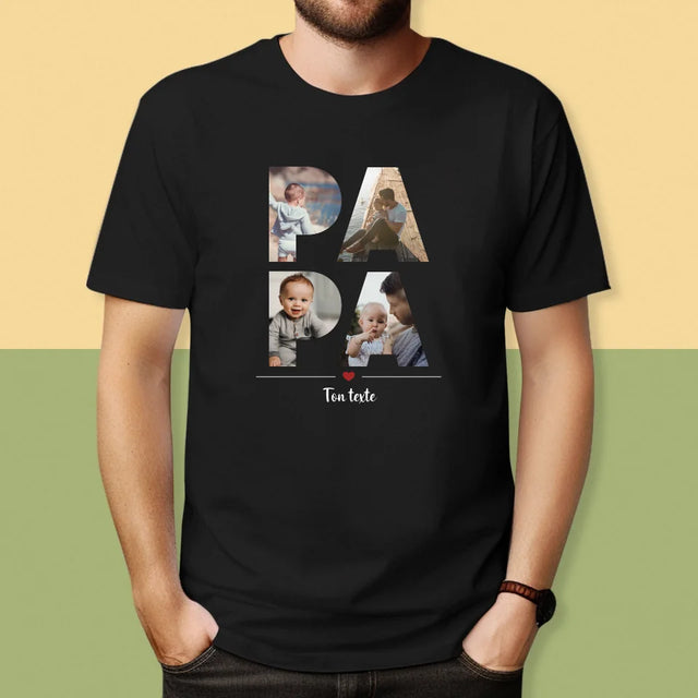 Buchstaben-Collage: Papa - T-Shirt Für Herren