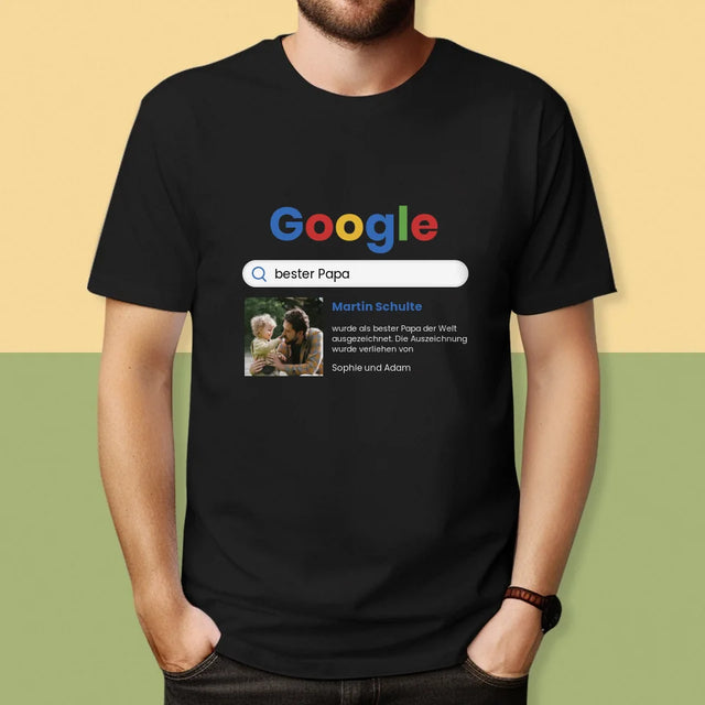 Foto Und Unterschrift: Bester Papa Google-Suche - T-Shirt Für Herren