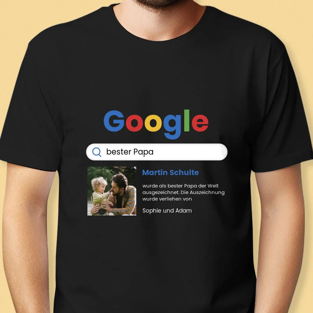 Foto Und Unterschrift: Bester Papa Google-Suche - T-Shirt Für Herren