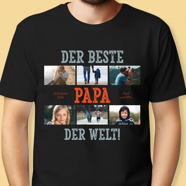 Fotocollage: Bester Papa Der Welt Fotos - T-Shirt Für Herren