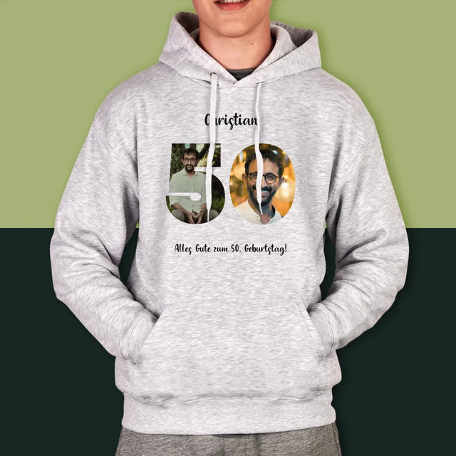 Buchstaben-Collage: 50. Geburtstag - Kapuzenpullover Für Herren