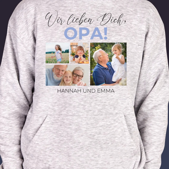 Fotocollage: Wir Lieben Dich, Opa! - Kapuzenpullover Für Herren