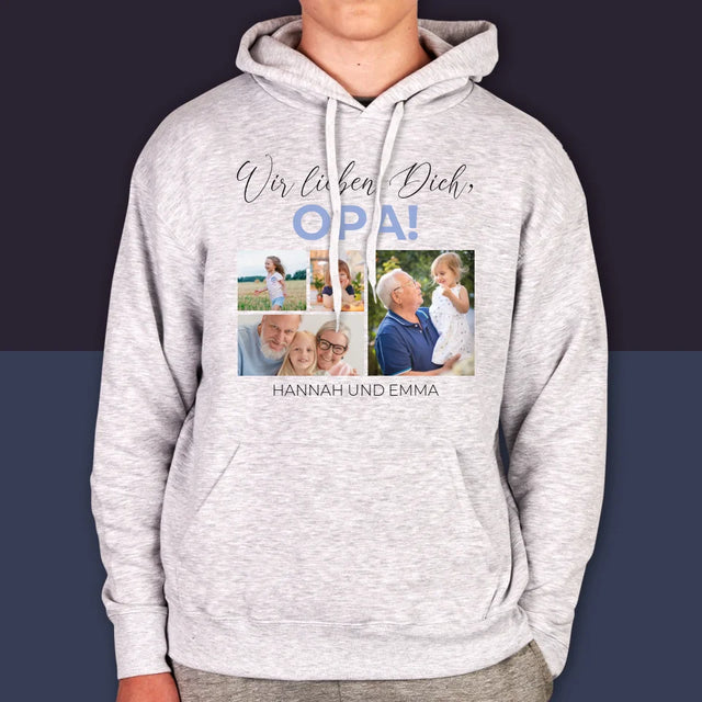 Fotocollage: Wir Lieben Dich, Opa! - Kapuzenpullover Für Herren