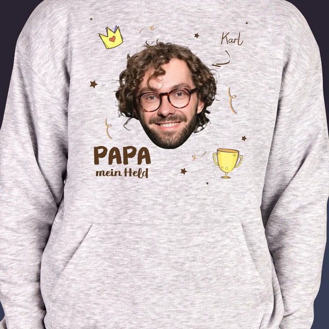 Foto Und Unterschrift: Held Papa - Kapuzenpullover Für Herren