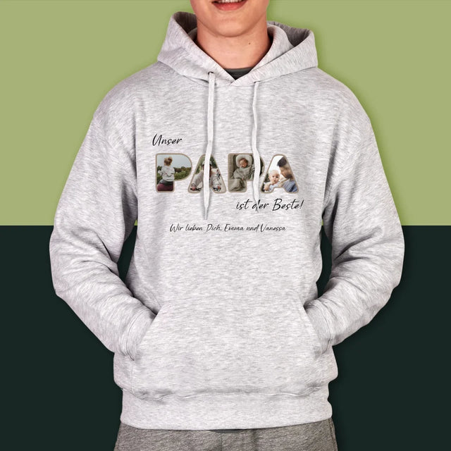 Buchstaben-Collage: Unser Papa Ist Der Beste - Kapuzenpullover Für Herren