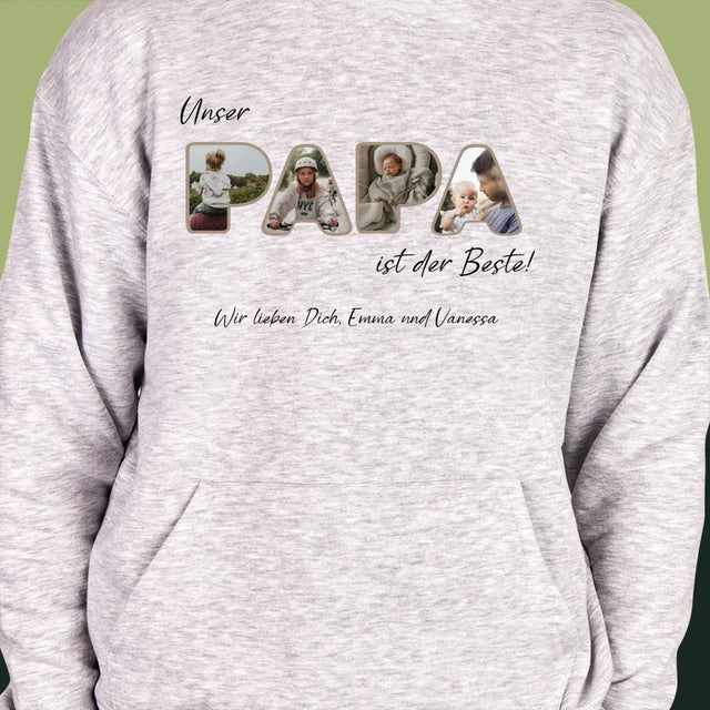 Buchstaben-Collage: Unser Papa Ist Der Beste - Kapuzenpullover Für Herren