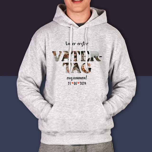 Buchstaben-Collage: Unser Erster Vatertag Zusammen - Kapuzenpullover Für Herren