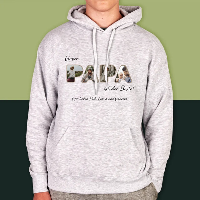 Buchstaben-Collage: Unser Papa Ist Der Beste - Kapuzenpullover Für Herren