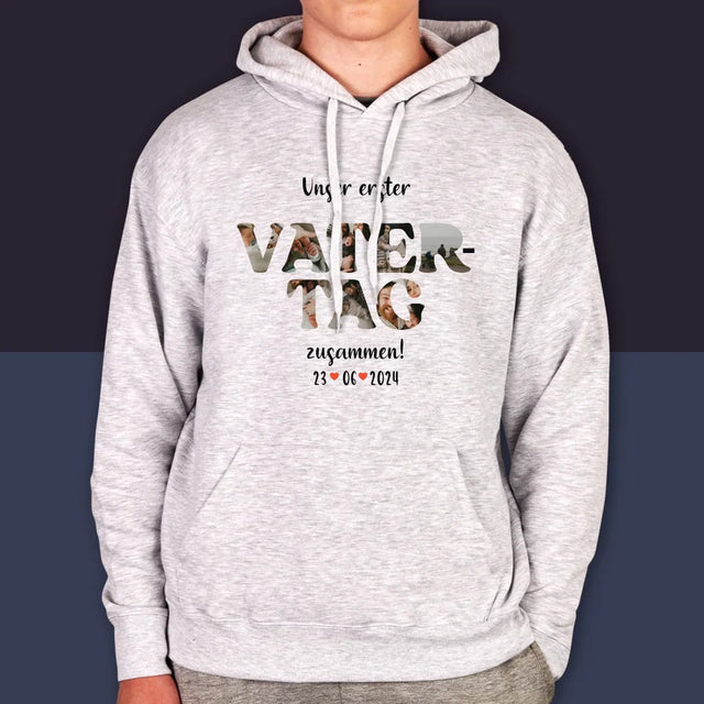 Buchstaben-Collage: Unser Erster Vatertag Zusammen - Kapuzenpullover Für Herren