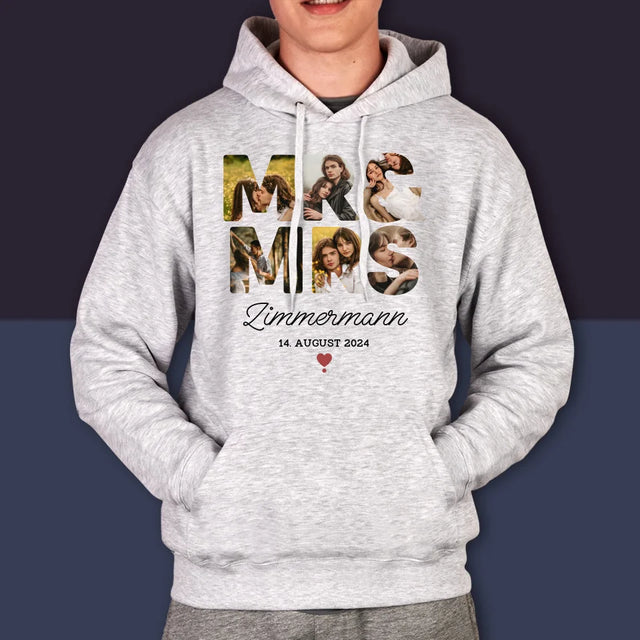 Buchstaben-Collage: Mr&Mrs - Kapuzenpullover Für Herren