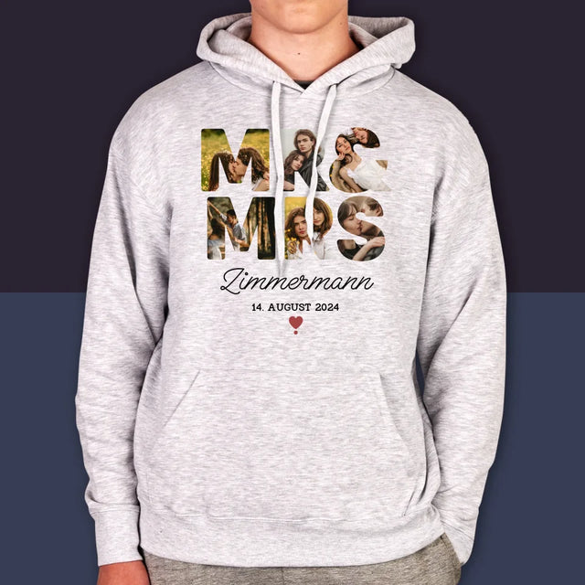 Buchstaben-Collage: Mr&Mrs - Kapuzenpullover Für Herren