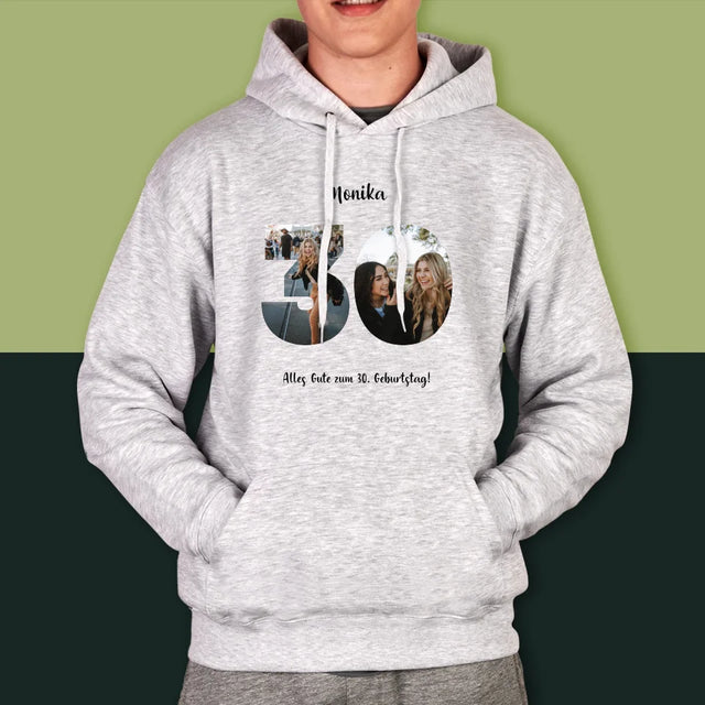 Buchstaben-Collage: 30. Geburtstag - Kapuzenpullover Für Herren