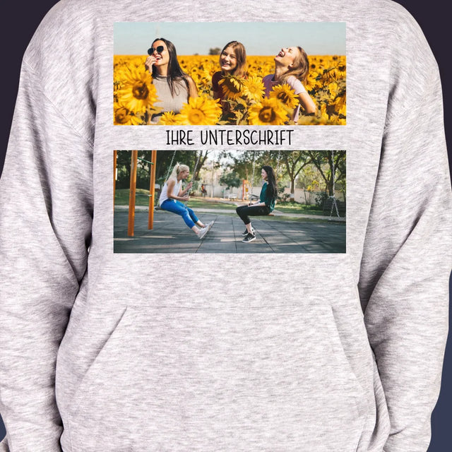 Fotocollage: 2 Fotos Und Unterschrift - Kapuzenpullover Für Herren