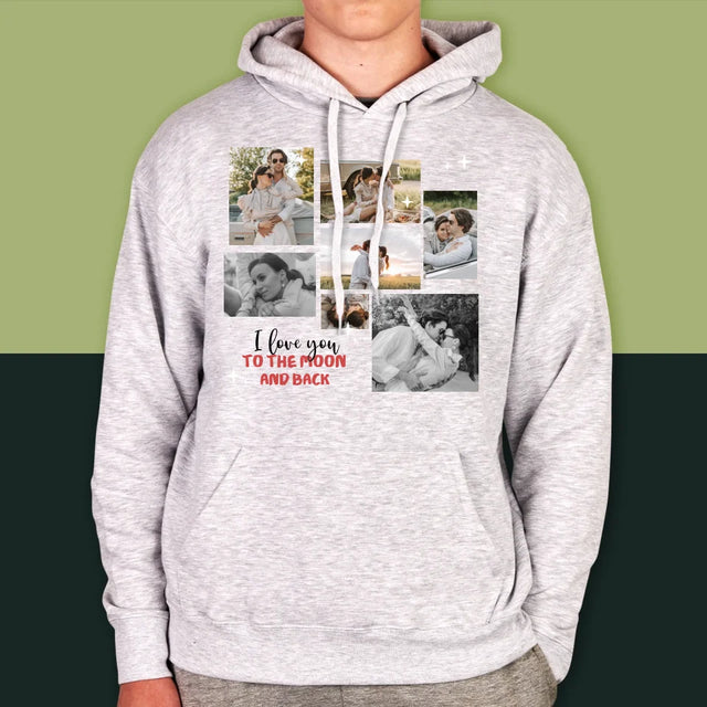 Fotocollage: To The Moon And Back - Kapuzenpullover Für Herren