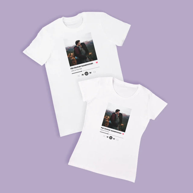 Foto Und Unterschrift: Ihr Foto Spotify - T-Shirts Für Paare