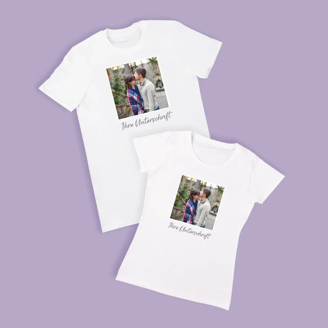 Foto Und Unterschrift: Ihr Foto Und Ihre Unterschrift - T-Shirts Für Paare