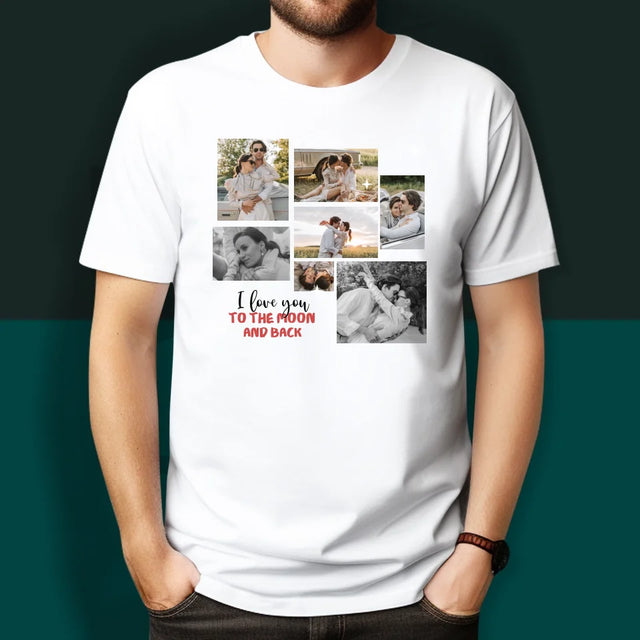 Fotocollage: To The Moon And Back - T-Shirts Für Paare