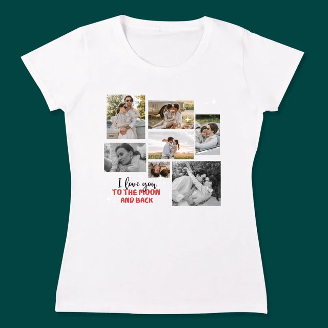 Fotocollage: To The Moon And Back - T-Shirts Für Paare