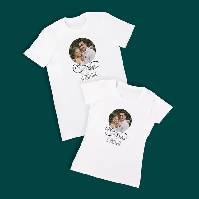 Foto Und Unterschrift: Mr & Mrs - T-Shirts Für Paare