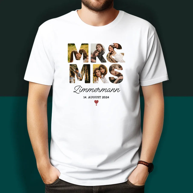 Buchstaben-Collage: Mr&Mrs - T-Shirts Für Paare