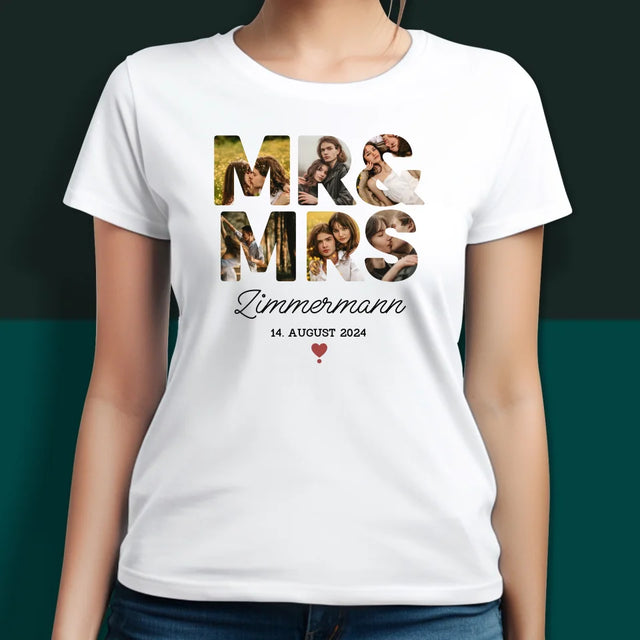 Buchstaben-Collage: Mr&Mrs - T-Shirts Für Paare