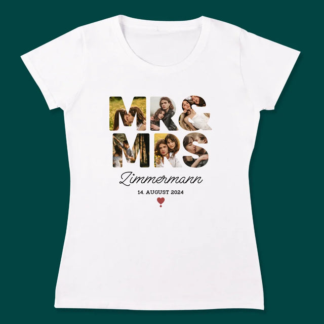 Buchstaben-Collage: Mr&Mrs - T-Shirts Für Paare