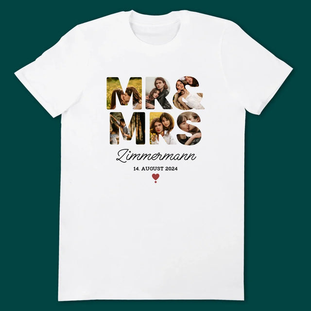 Buchstaben-Collage: Mr&Mrs - T-Shirts Für Paare