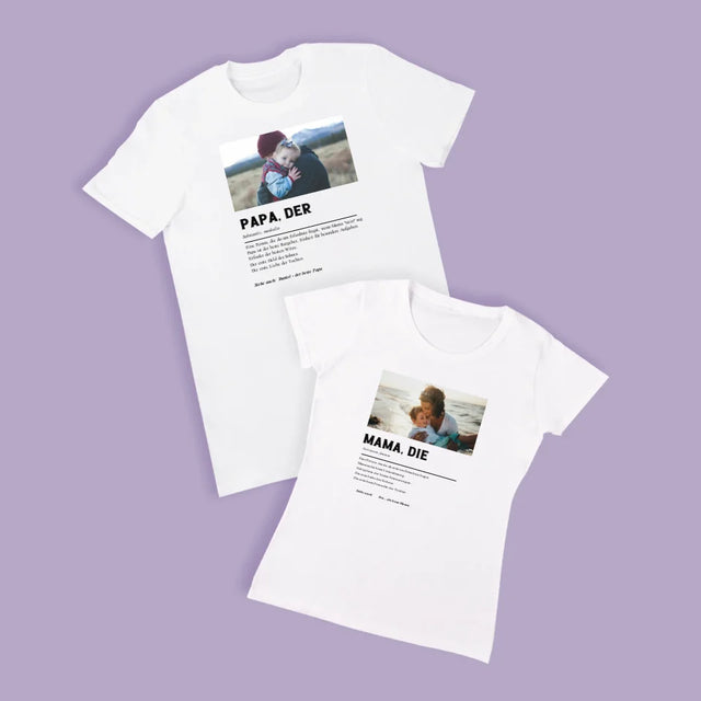 Foto Und Unterschrift: Definition Von Mama Und Papa - T-Shirts Für Paare