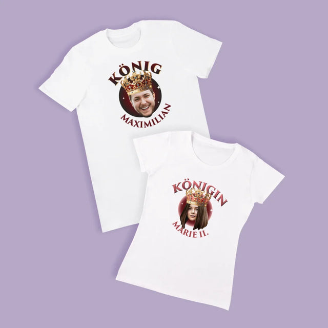 Foto Und Unterschrift: König Und Königin - T-Shirts Für Paare