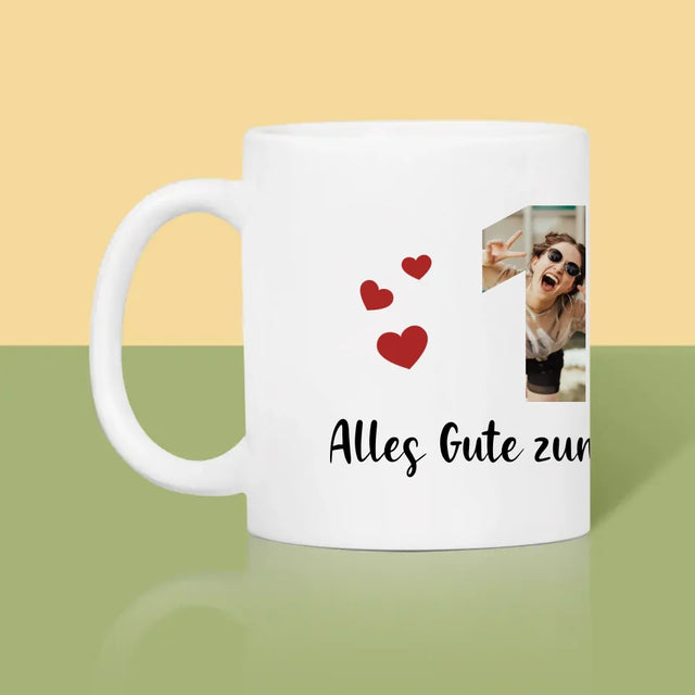 Buchstaben-Collage: 18. Geburtstag - Tasse