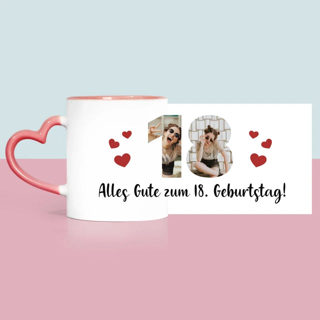 Buchstaben-Collage: 18. Geburtstag - Tasse