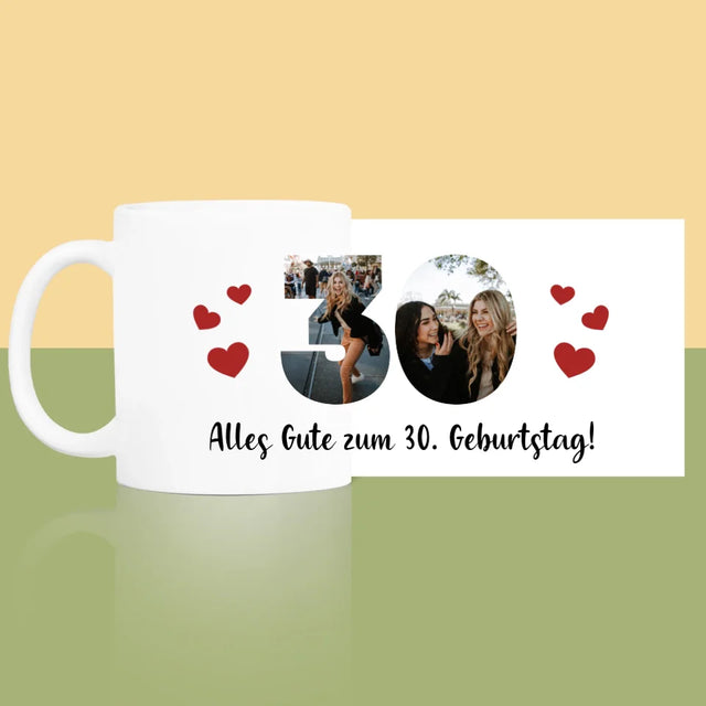 Buchstaben-Collage: 30. Geburtstag - Tasse