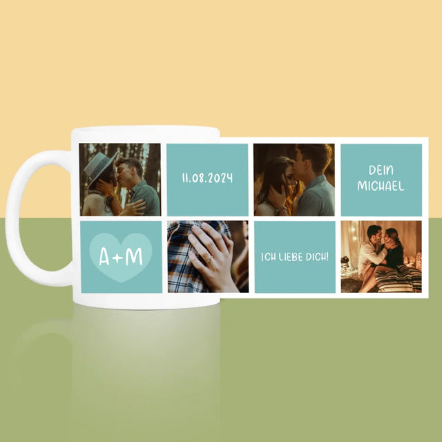 Fotocollage: Ich Liebe Dich Initialen - Tasse