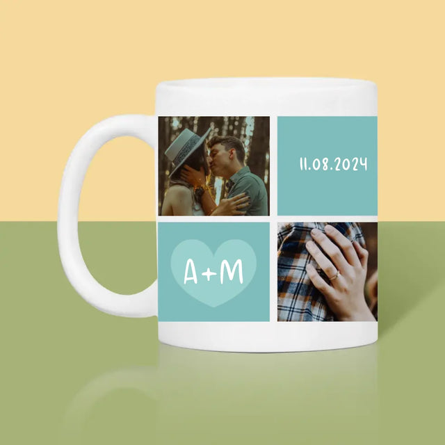 Fotocollage: Ich Liebe Dich Initialen - Tasse