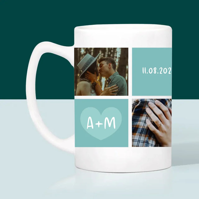 Fotocollage: Ich Liebe Dich Initialen - Tasse