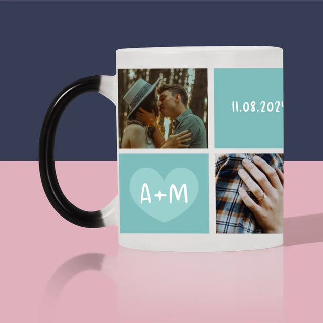 Fotocollage: Ich Liebe Dich Initialen - Tasse