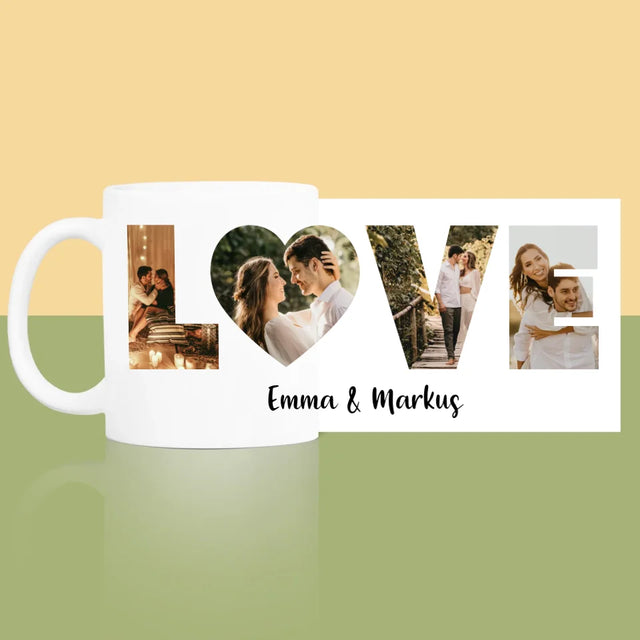 Buchstaben-Collage: Love - Tasse