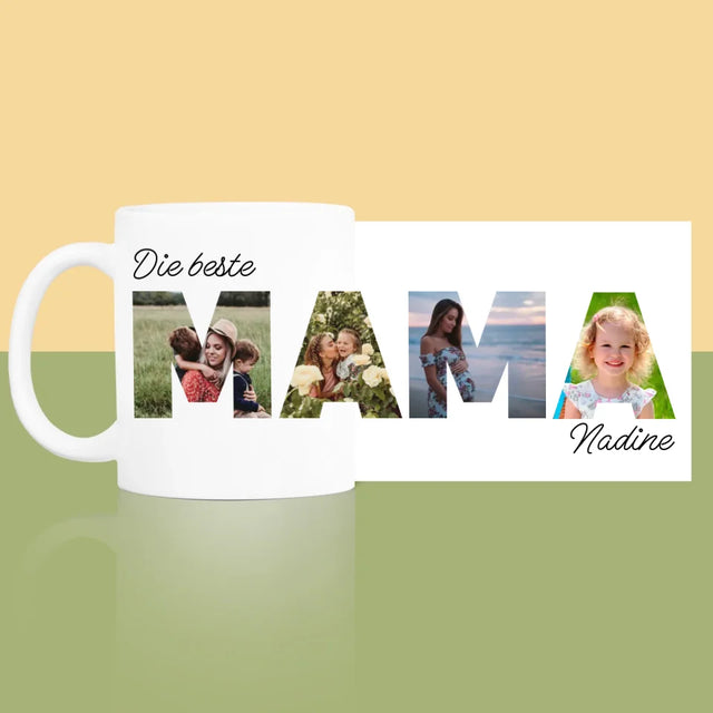 Buchstaben-Collage: Mama - Tasse