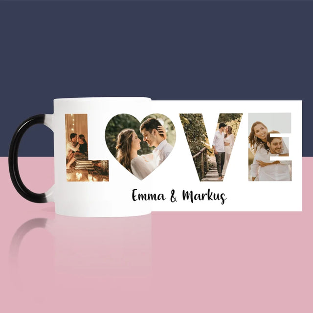 Buchstaben-Collage: Love - Tasse