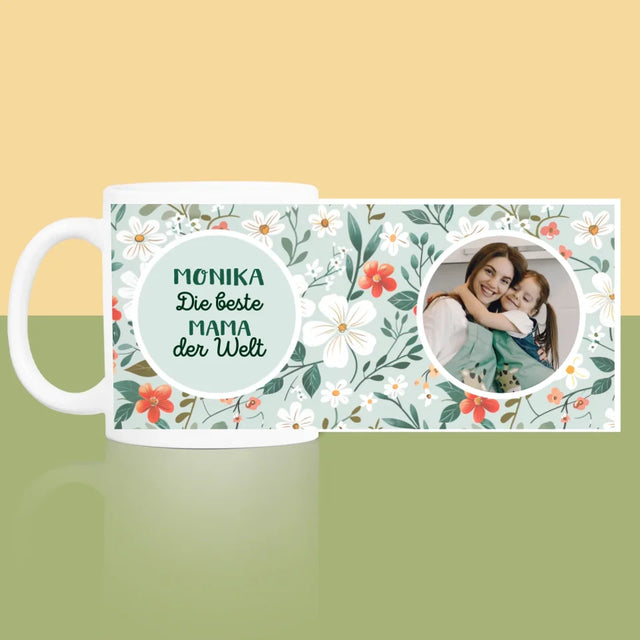 Foto Und Unterschrift: Beste Mama Blumen - Tasse