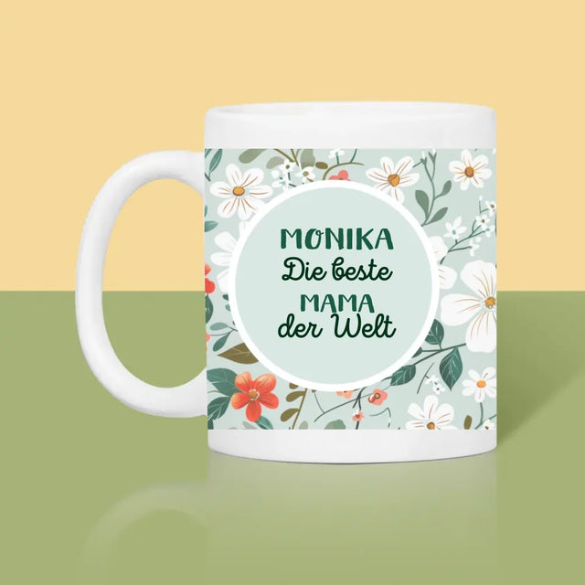 Foto Und Unterschrift: Beste Mama Blumen - Tasse