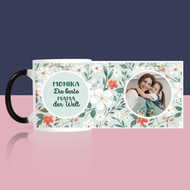 Foto Und Unterschrift: Beste Mama Blumen - Tasse