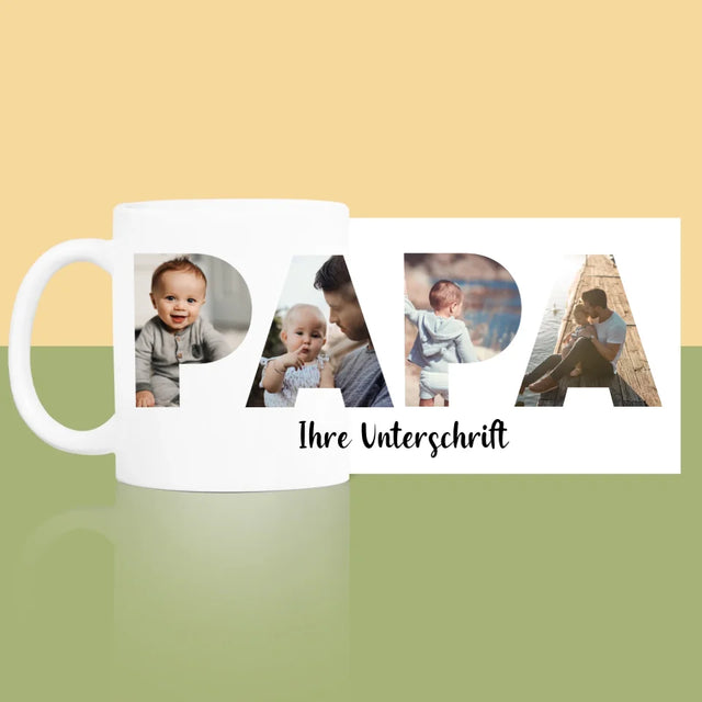 Buchstaben-Collage: Papa - Tasse