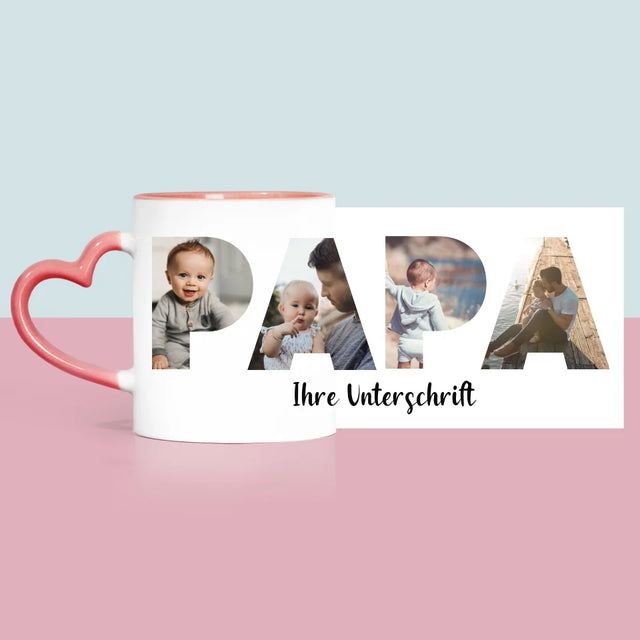 Buchstaben-Collage: Papa - Tasse