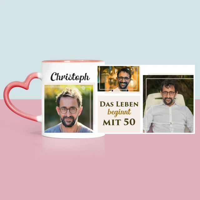 Fotocollage: Das Leben Beginnt Mit 50 - Tasse