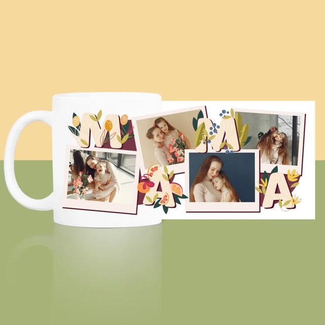 Fotocollage: Buchstaben Mama - Tasse