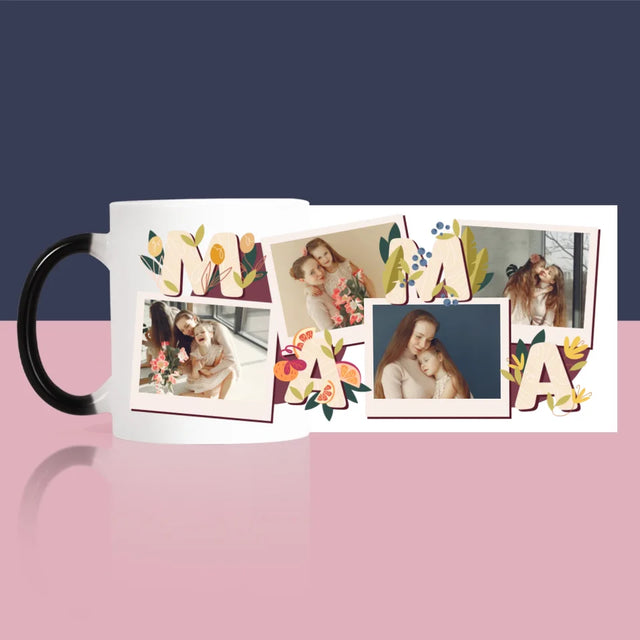 Fotocollage: Buchstaben Mama - Tasse