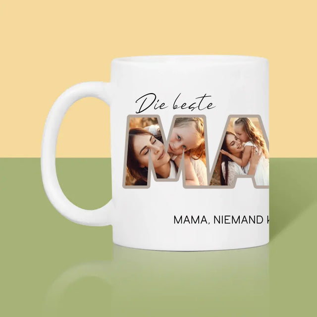 Buchstaben-Collage: Beste Mama Der Welt Fotos - Tasse