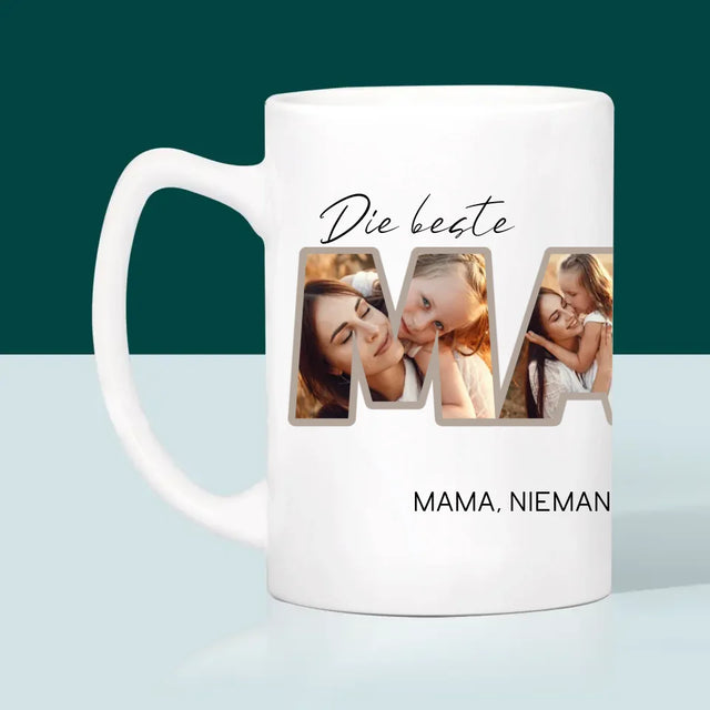 Buchstaben-Collage: Beste Mama Der Welt Fotos - Tasse